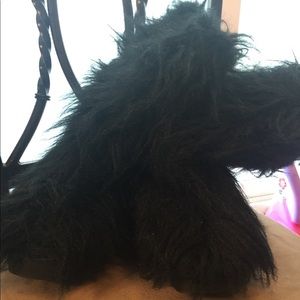 Black fuzzy rocket dog platform boots